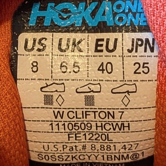 Hoka Clifton 7 Running Shoes Hot Coral Red Orange - Picture 7 of 8